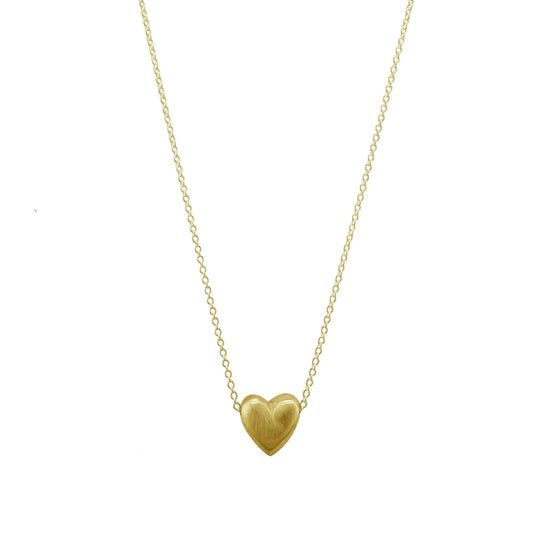 Puffy Heart Necklace in Silver or Vermeil