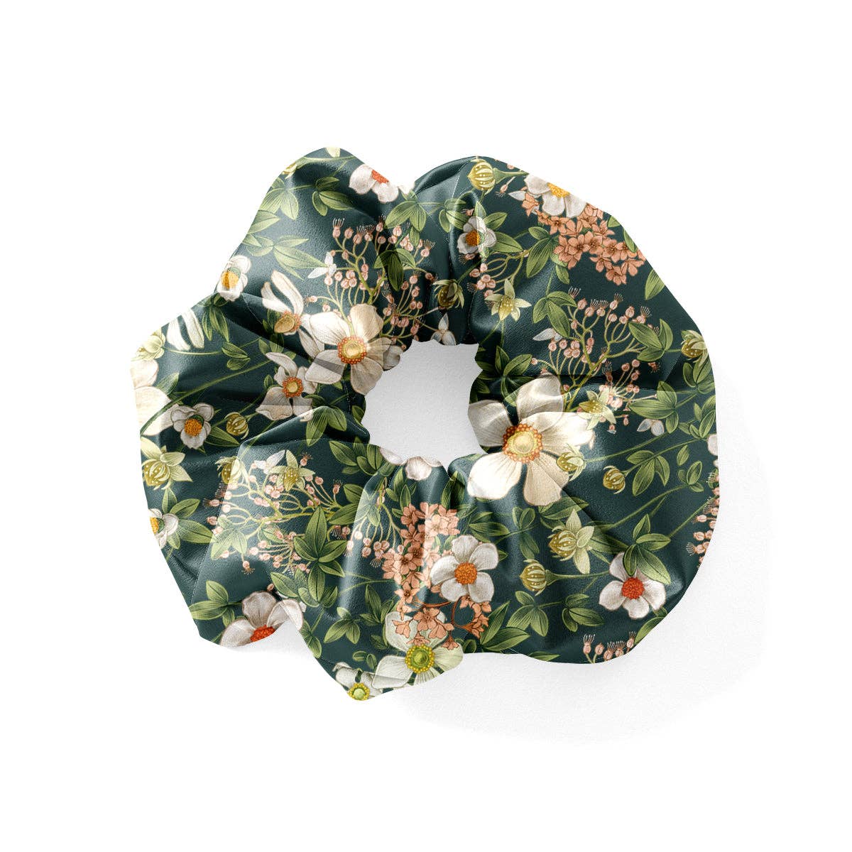Lake Blue Anemone Silk Scrunchie
