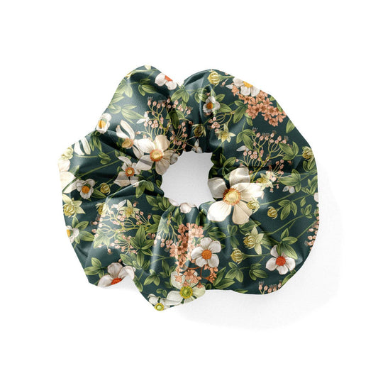 Lake Blue Anemone Silk Scrunchie