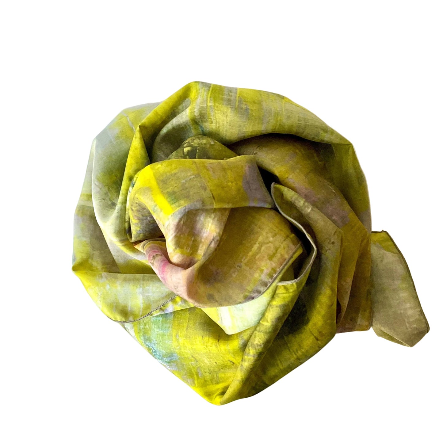 Lemon Pewter Silk Scarf