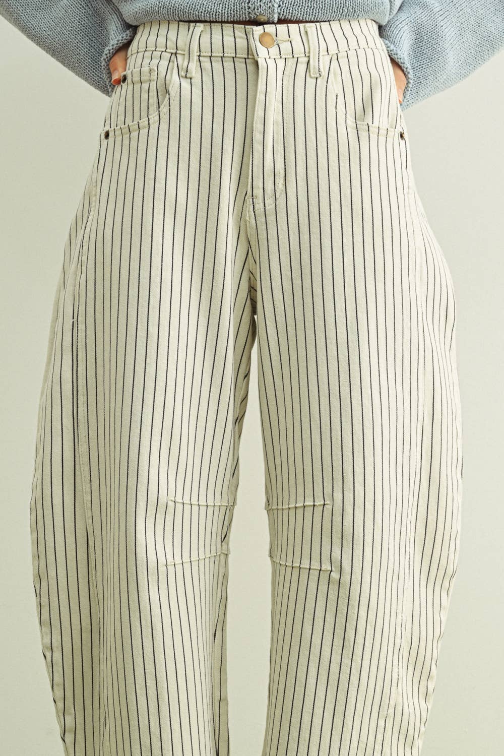 Pinstriped Barrel Pants - 2 colors