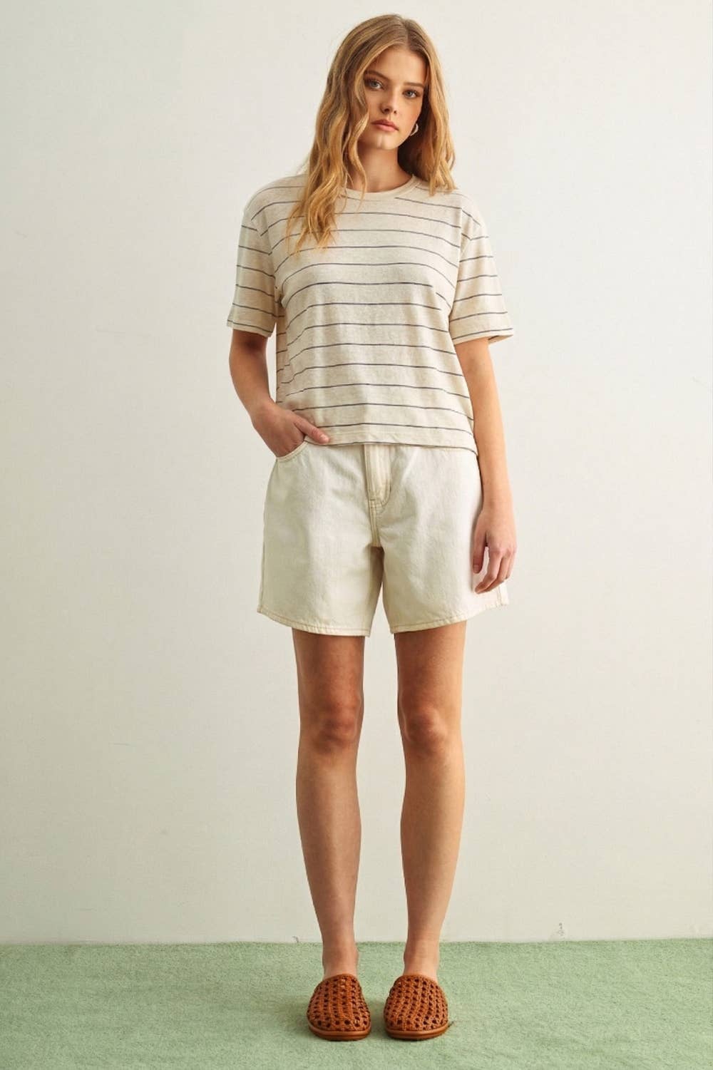 Striped Cotton Linen Top