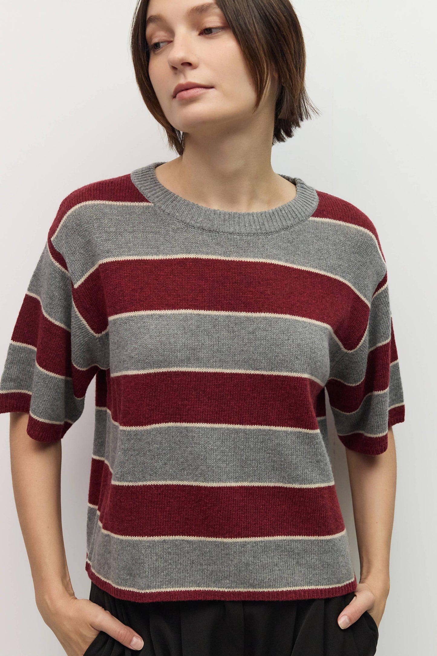 Striped Elbow Sleeve Sweater