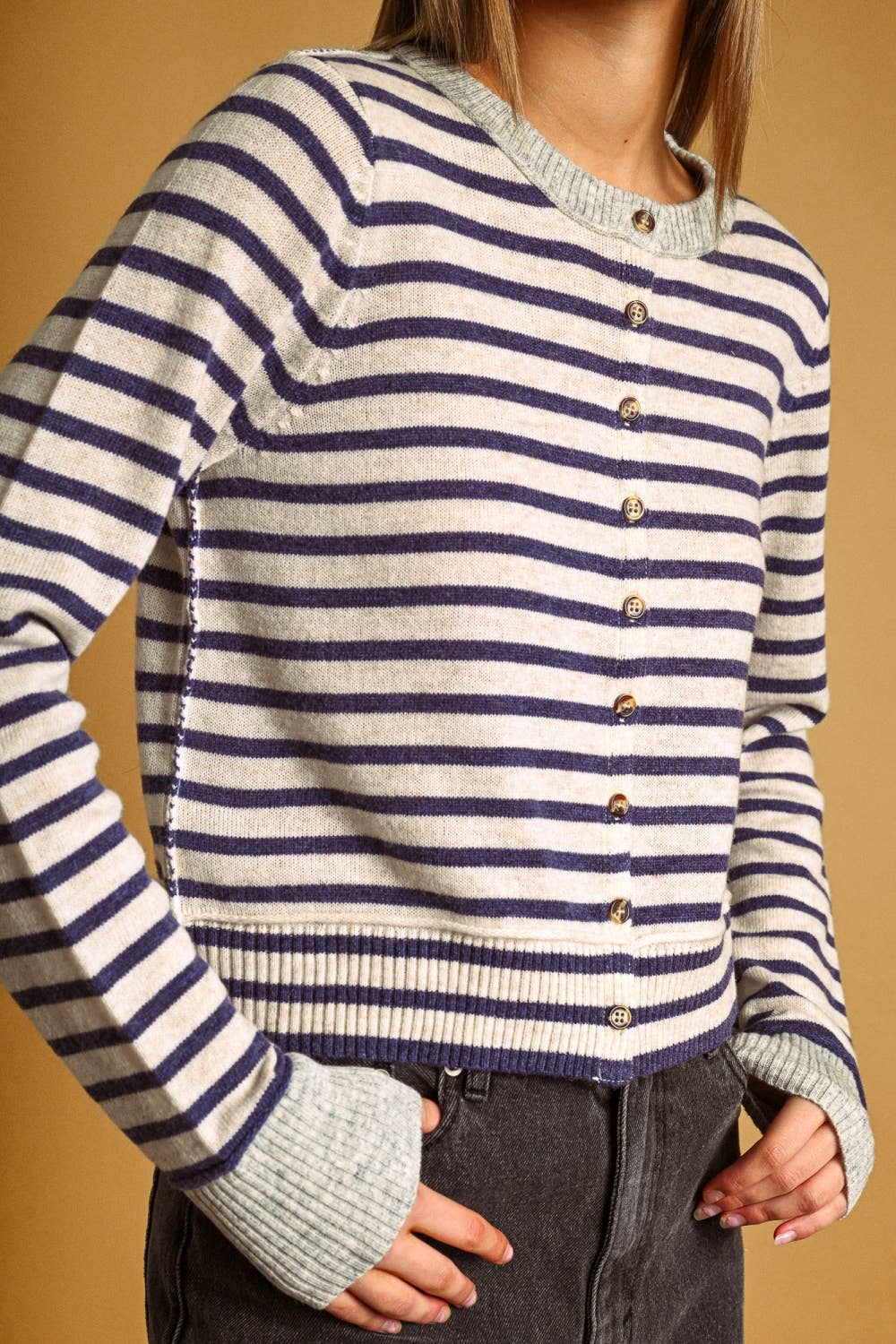 Olive Striped Cardigan