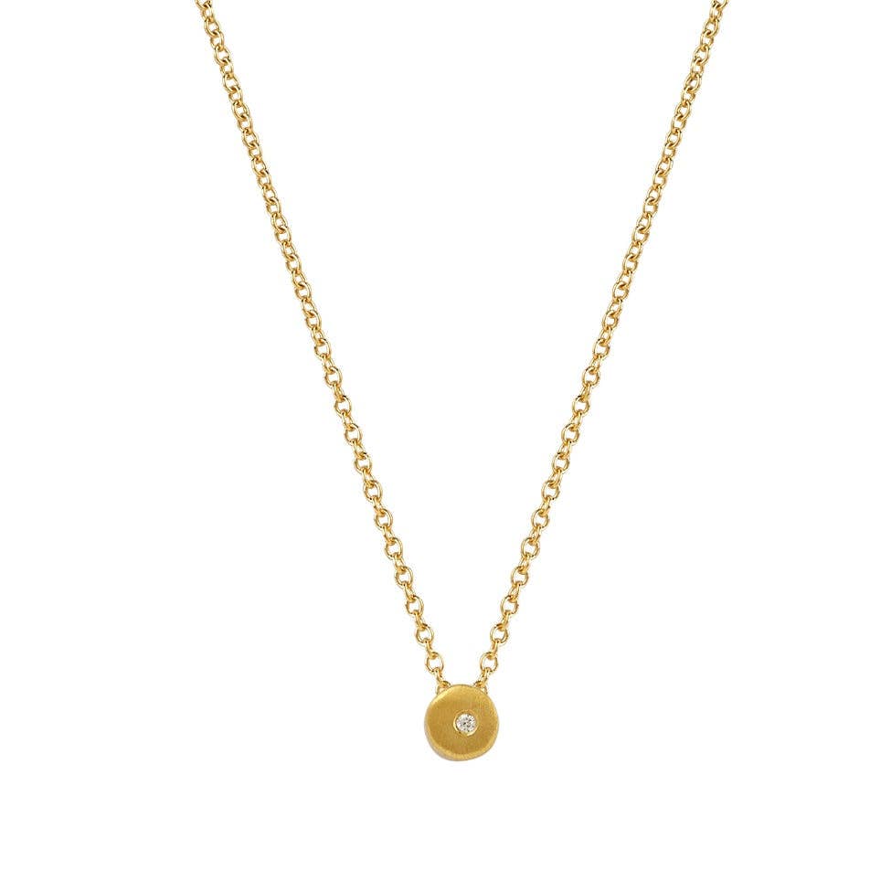 Tiny circle with .02ct diamond necklace