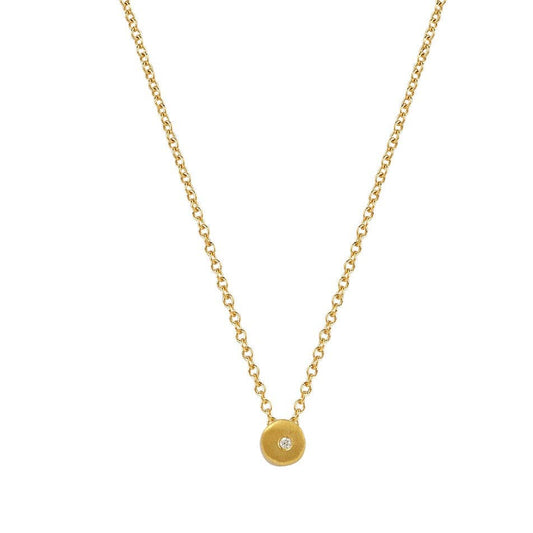 Tiny circle with .02ct diamond necklace