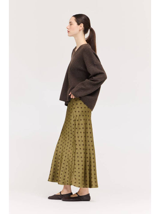 Tapenade Floral Satin Slip Skirt