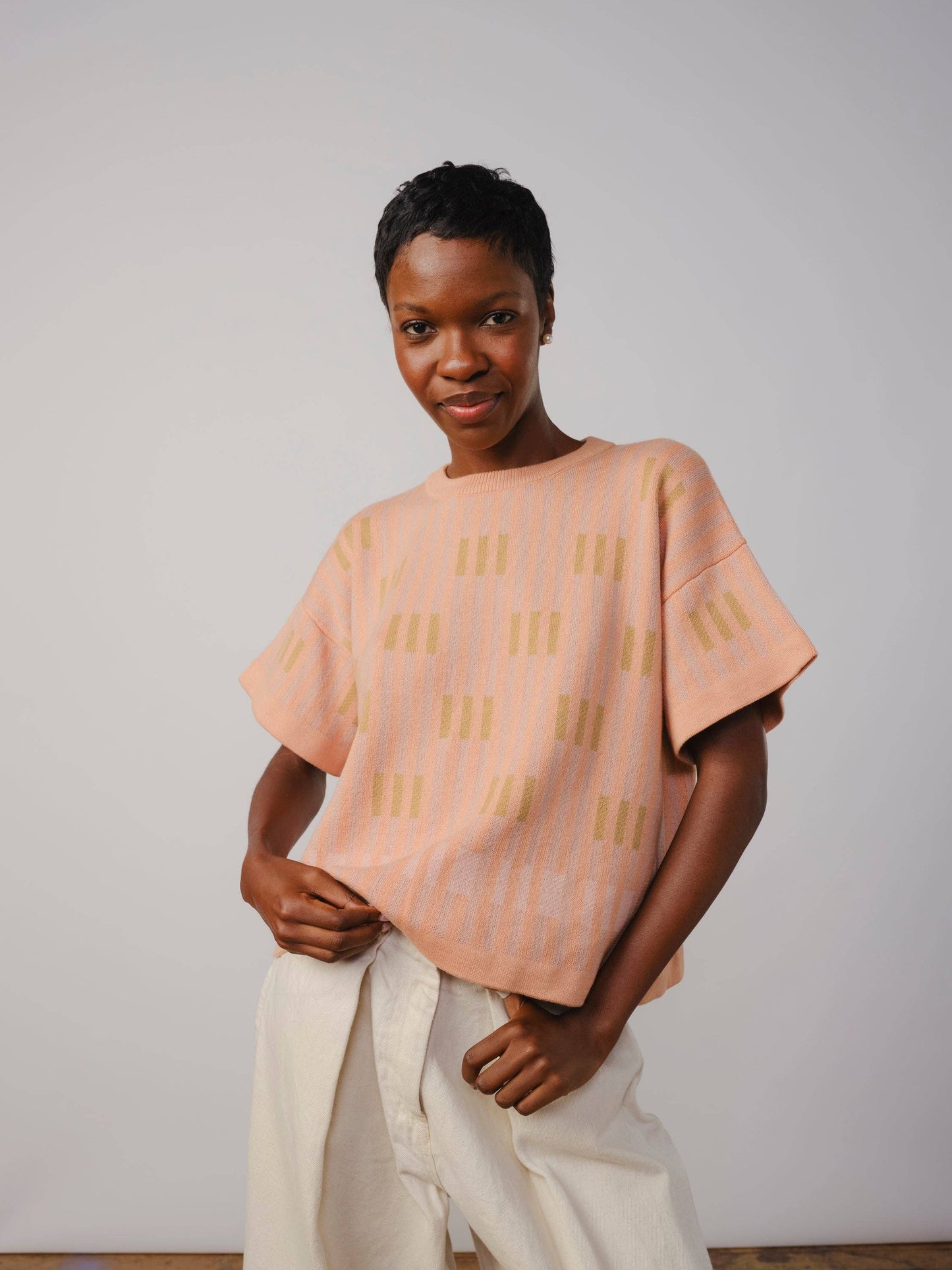 Bauhaus Short Sleeve Sweater Tee - Selenite