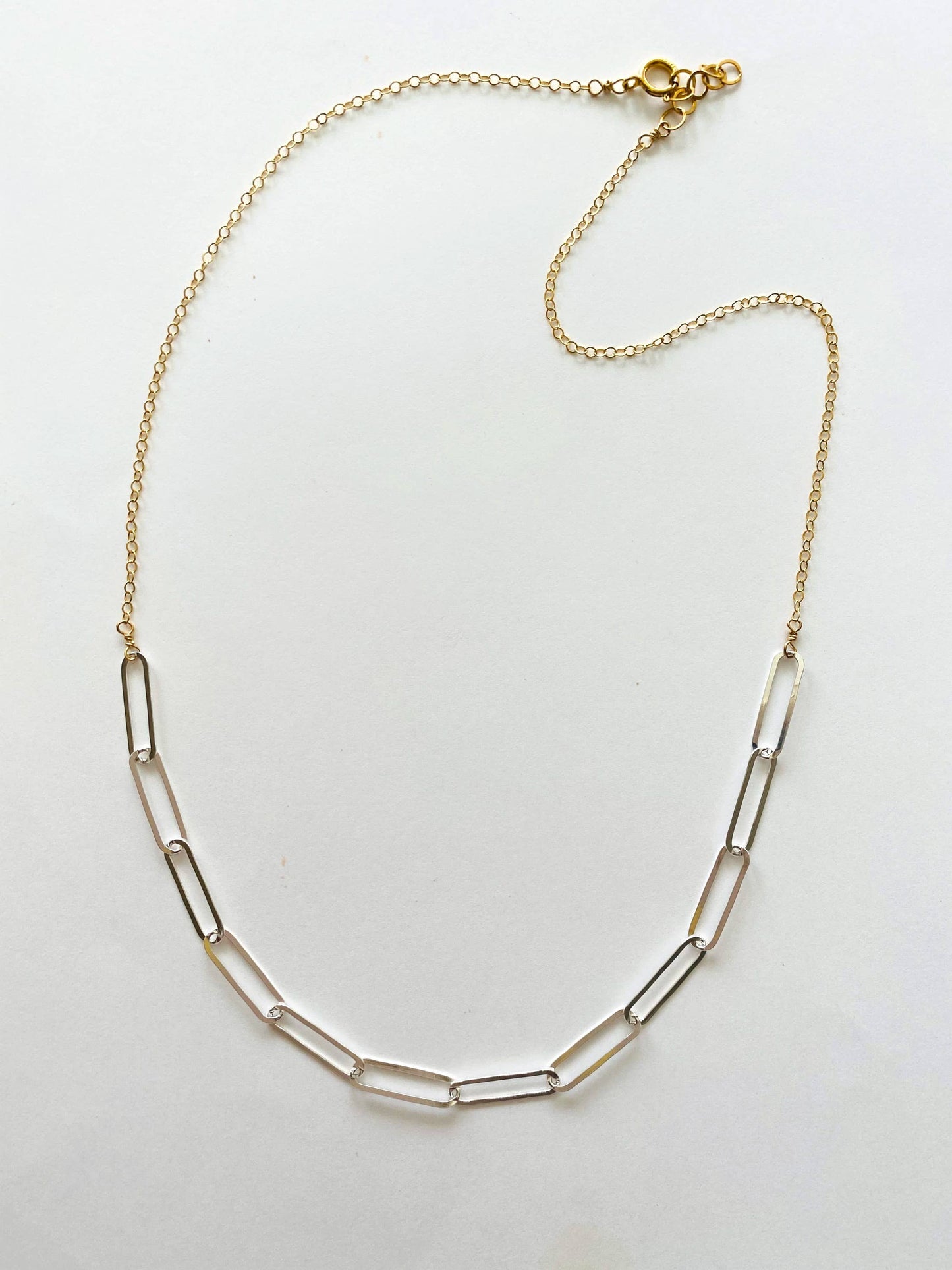 Two tone sterling with gold necklace