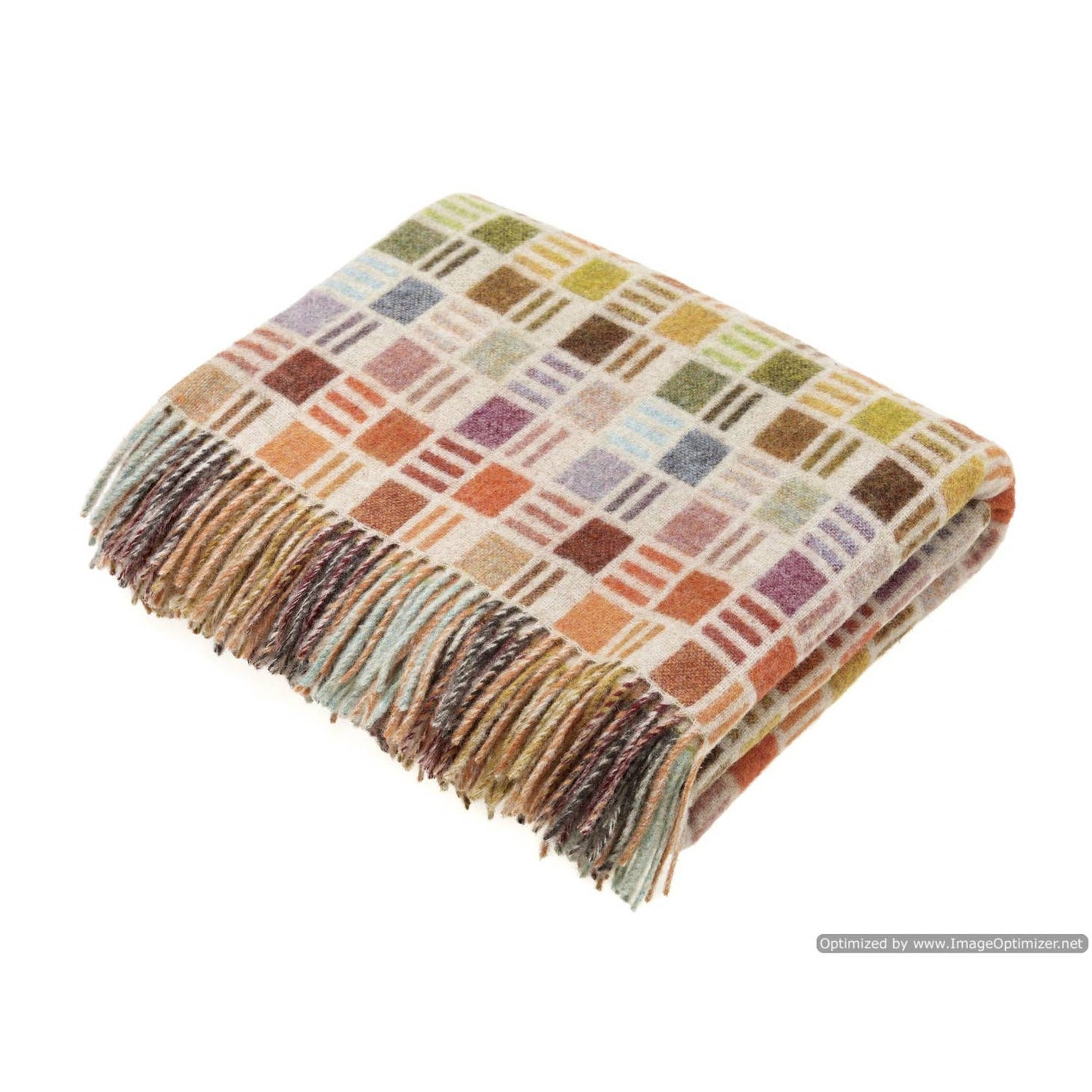 Merino Lambswool Throw Blanket - Ribbon Multi Beige