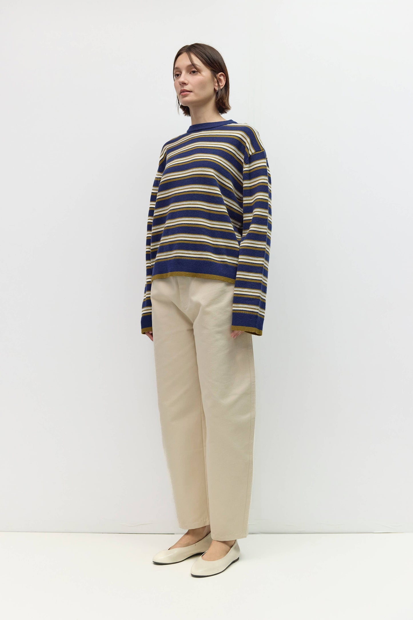 Cassandra Sweater | Crewneck Stripe Relaxed Sweater