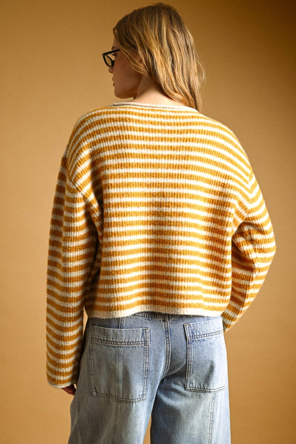 Striped button front cardigan