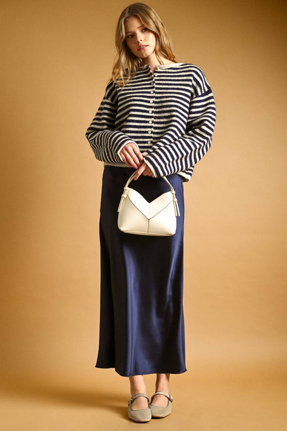 Striped button front cardigan