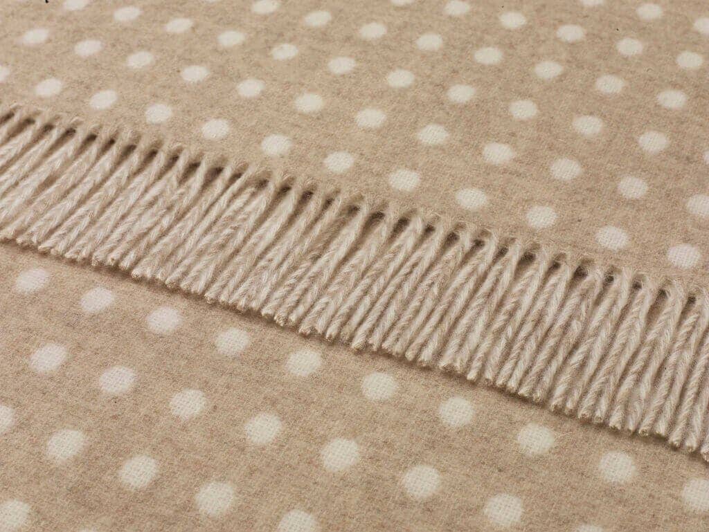 Merino Lambswool Spot Beige Throw Blanket