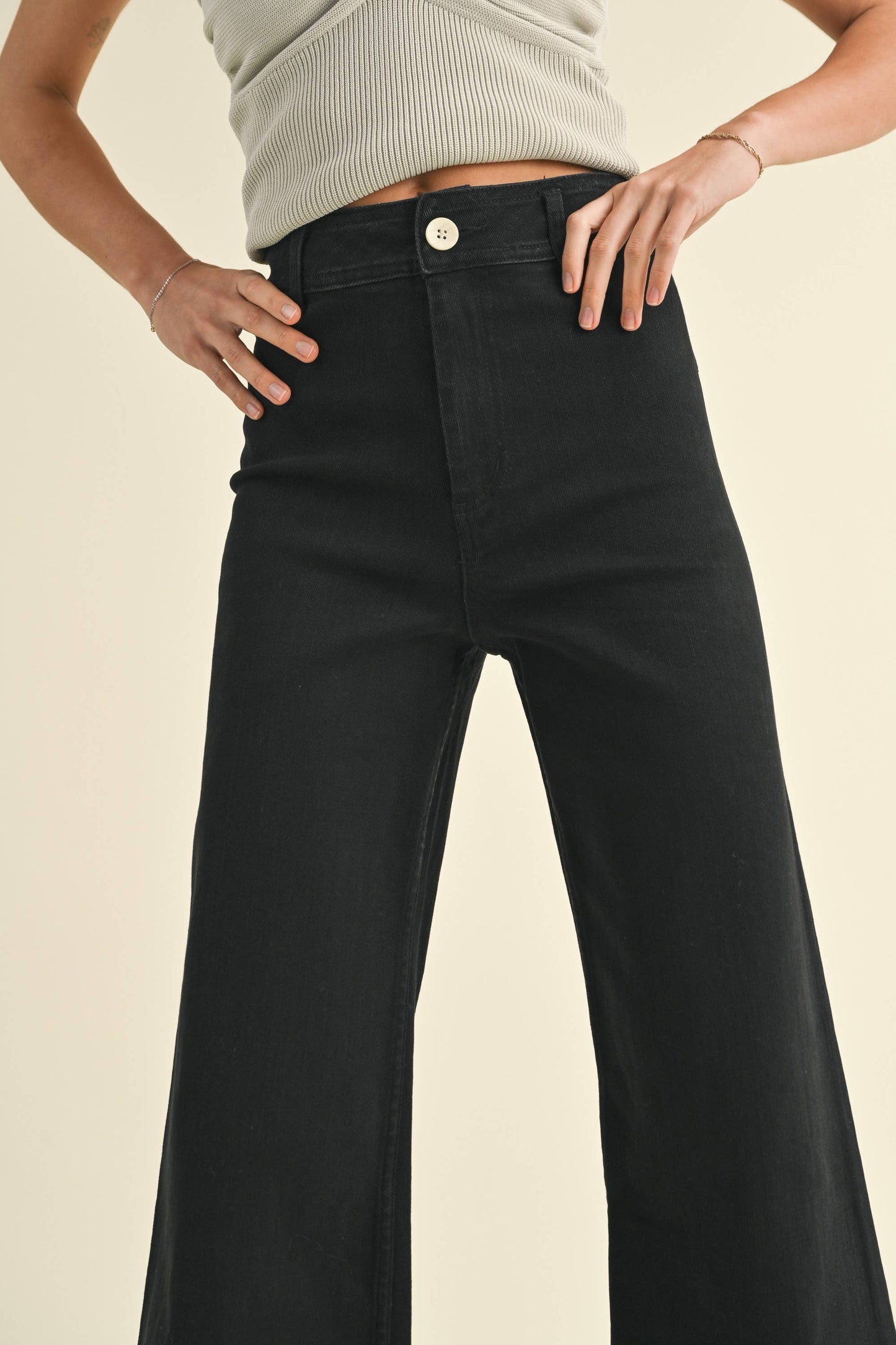 Washed Black Wide Leg Denim Pants