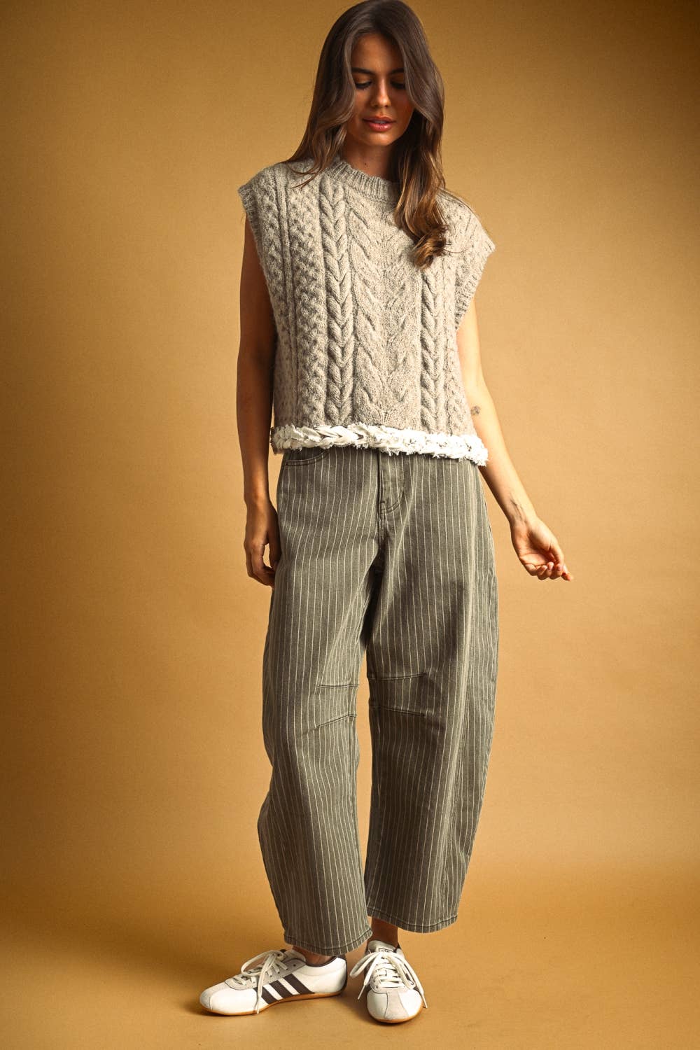 Pinstriped Barrel Pants - 2 colors