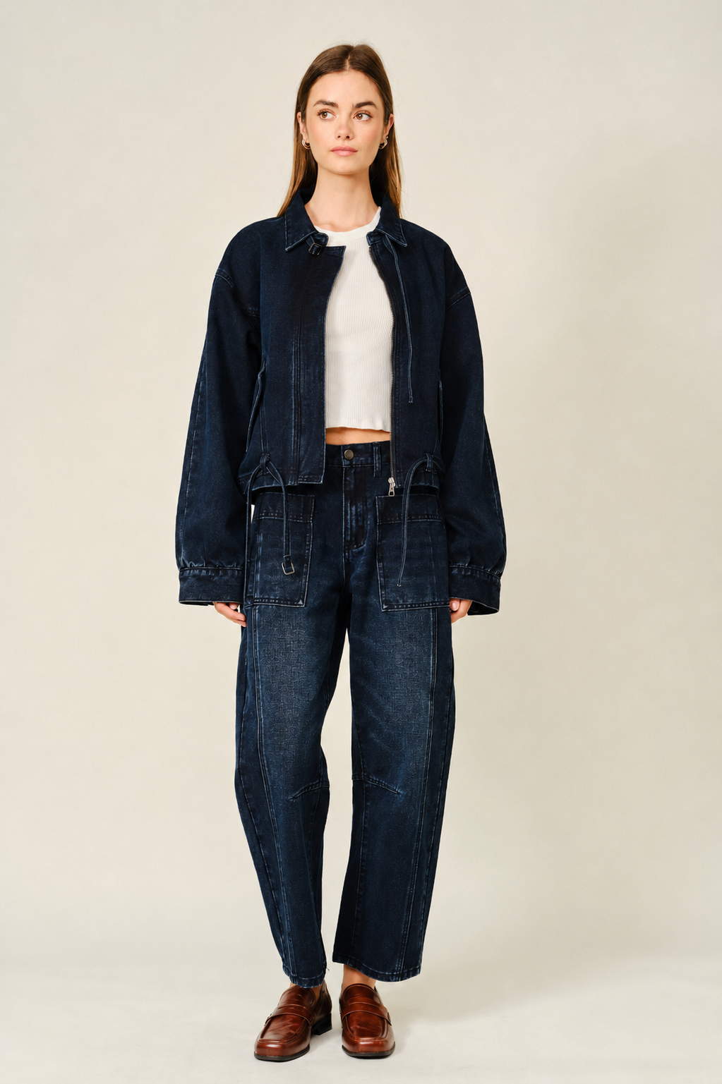 Dark Wash Barrel Jeans