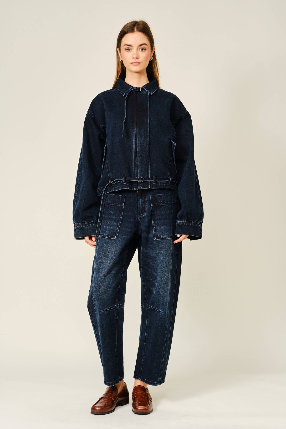 Dark Wash Barrel Jeans
