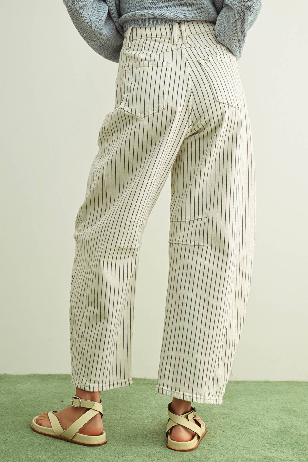 Pinstriped Barrel Pants - 2 colors