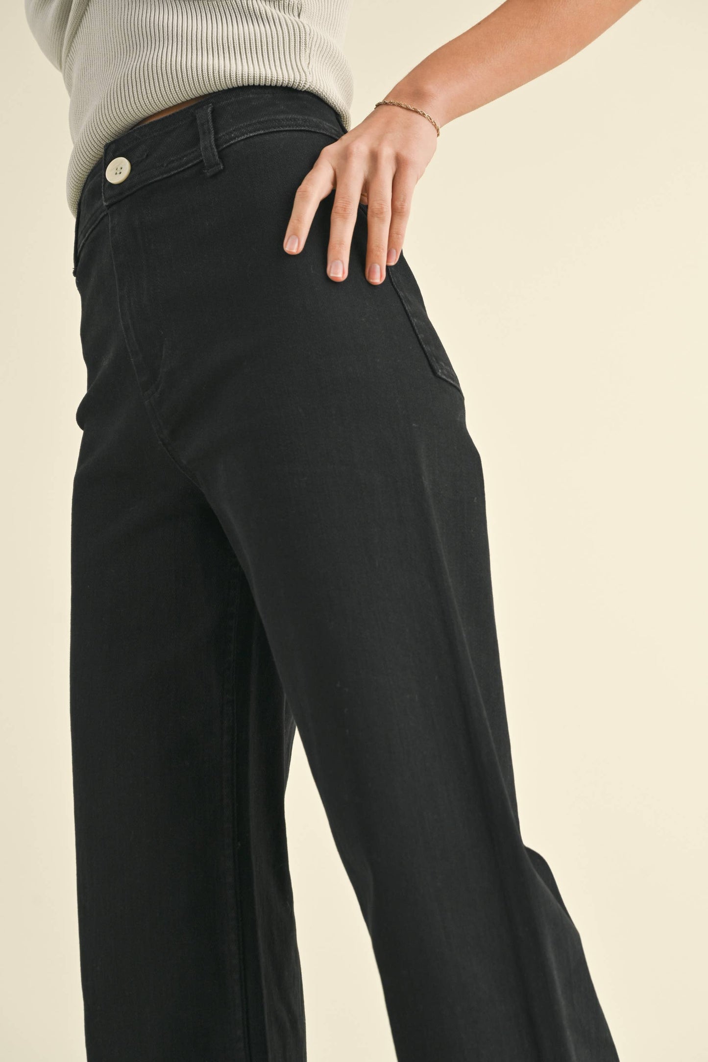 Washed Black Wide Leg Denim Pants