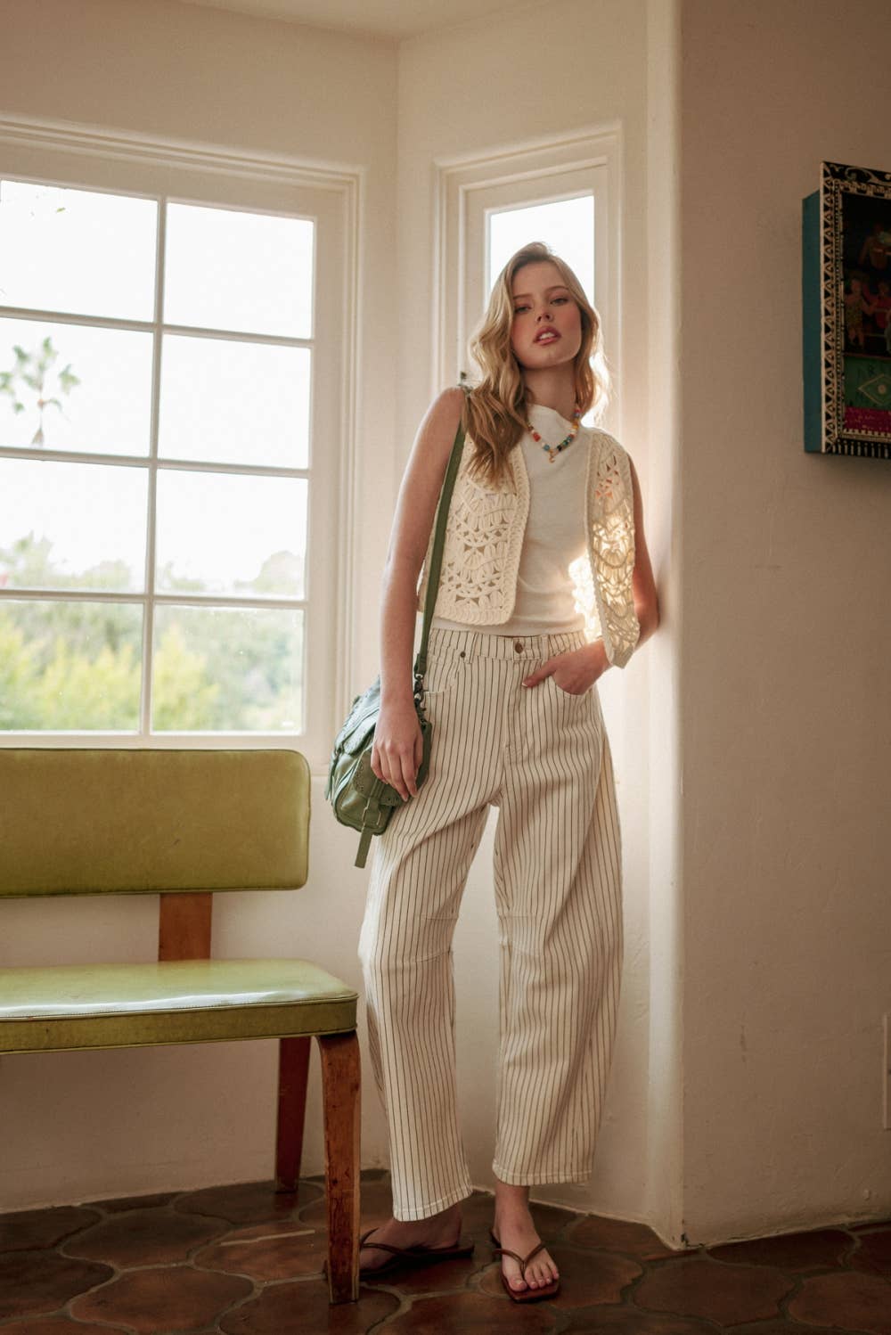 Pinstriped Barrel Pants - 2 colors