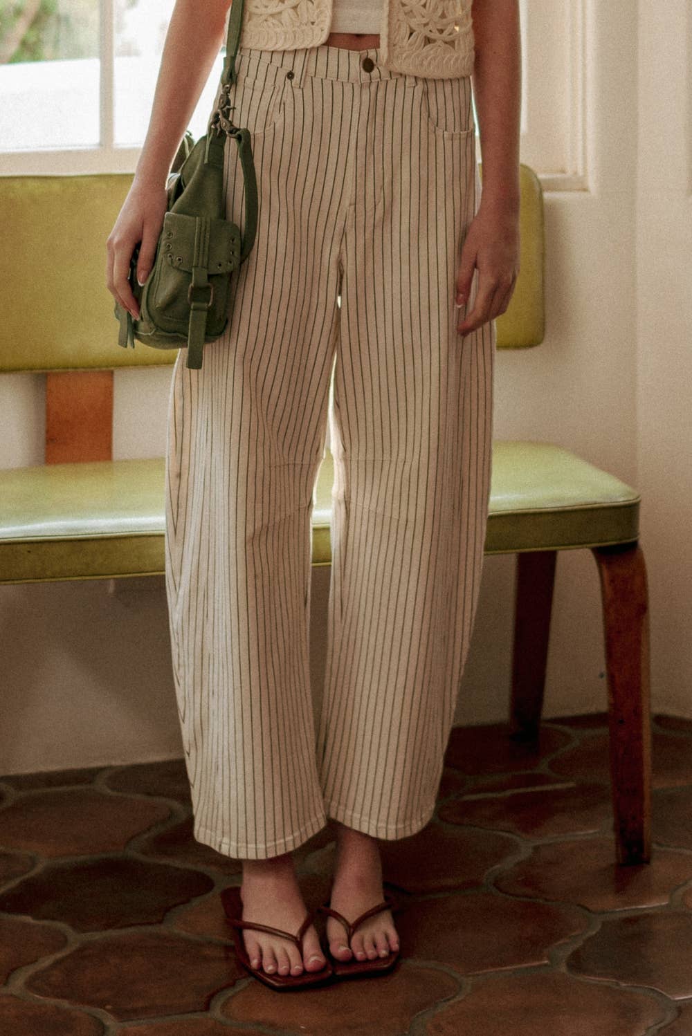 Pinstriped Barrel Pants - 2 colors