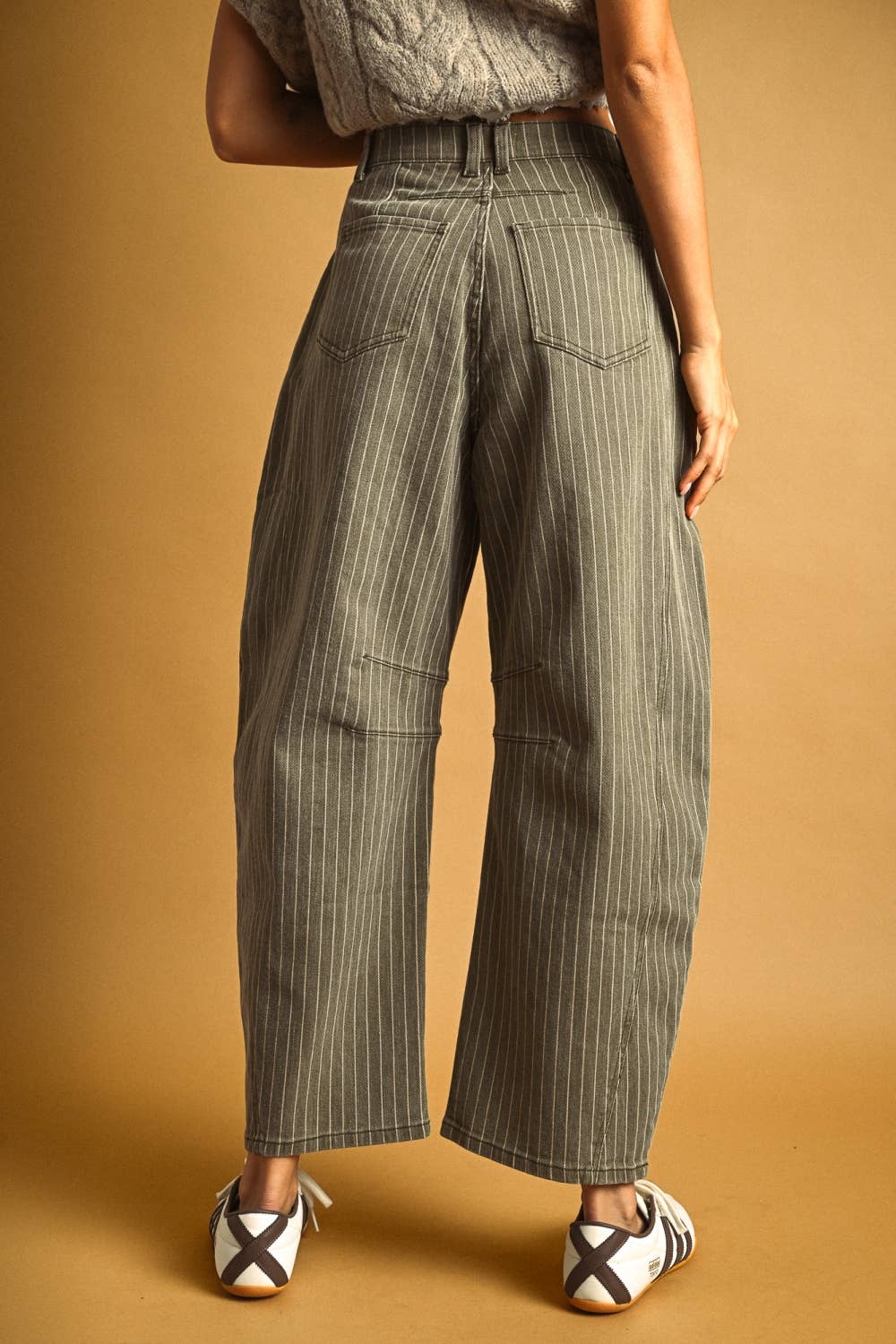 Pinstriped Barrel Pants - 2 colors