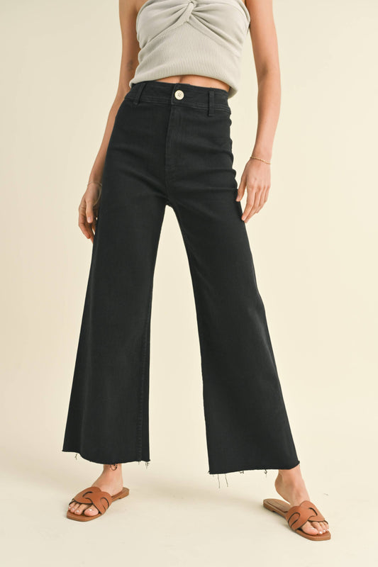 Washed Black Wide Leg Denim Pants