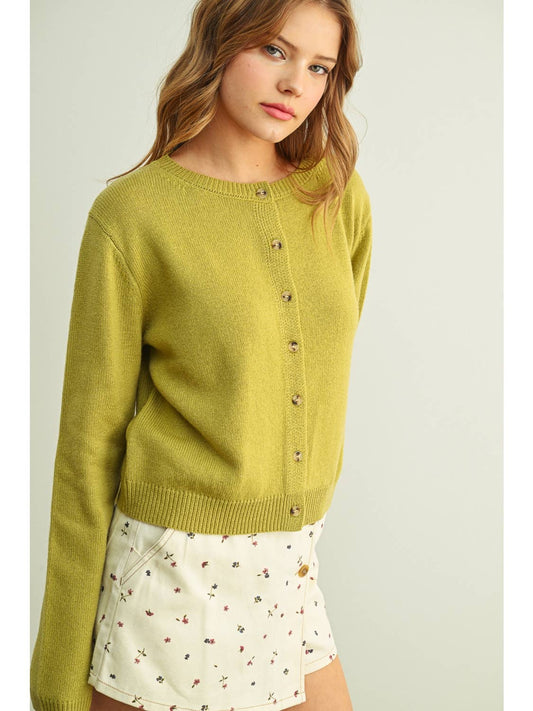 Pistachio Button Front Cardigan