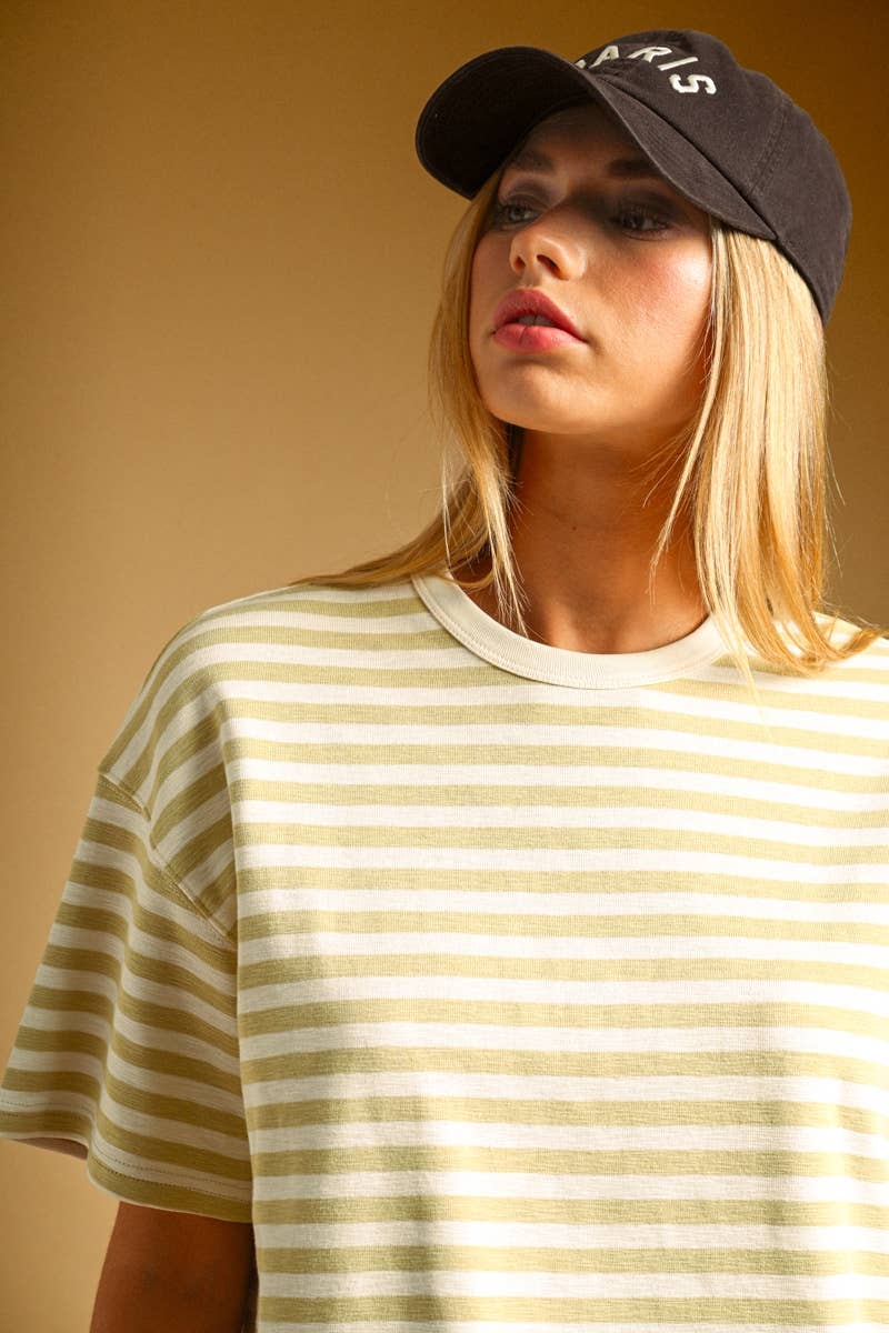 Lemon Striped Short Sleeve Top