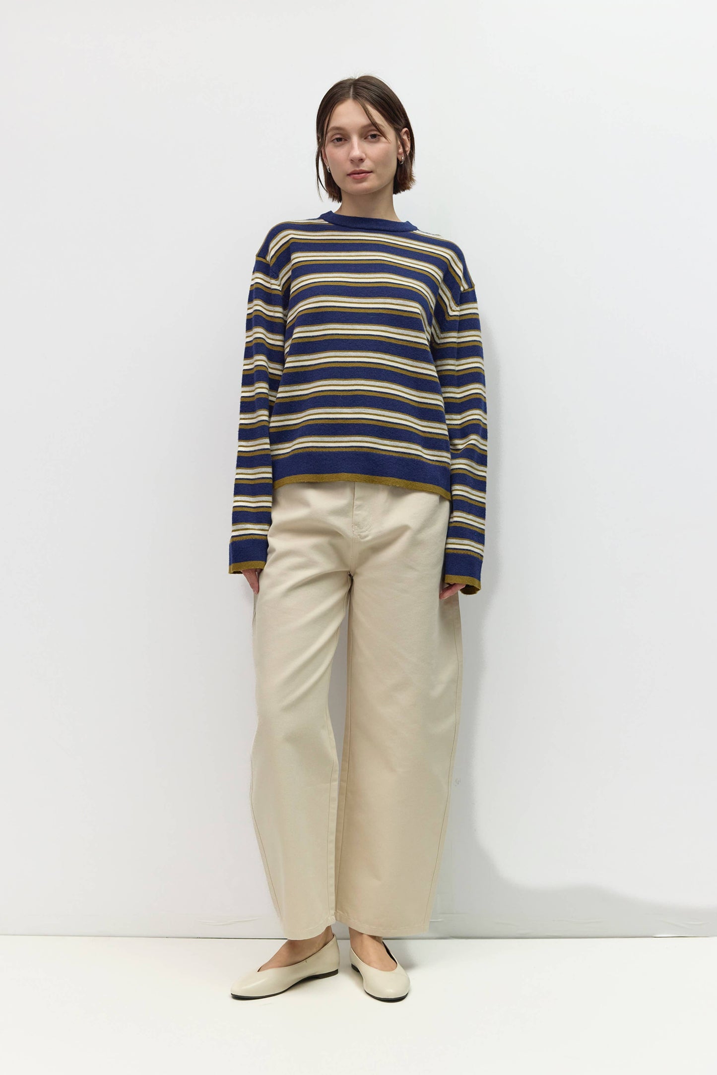 Cassandra Sweater | Crewneck Stripe Relaxed Sweater