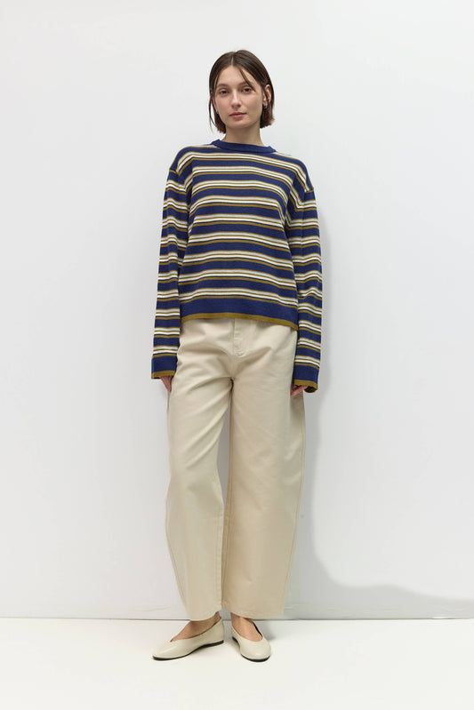 Cassandra Sweater | Crewneck Stripe Relaxed Sweater