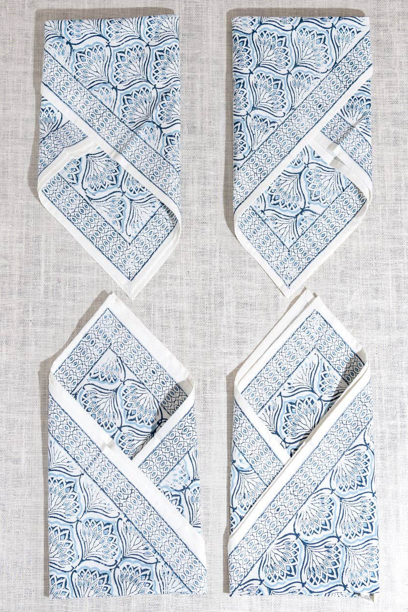 Blue Lotus Napkins - Set of 4