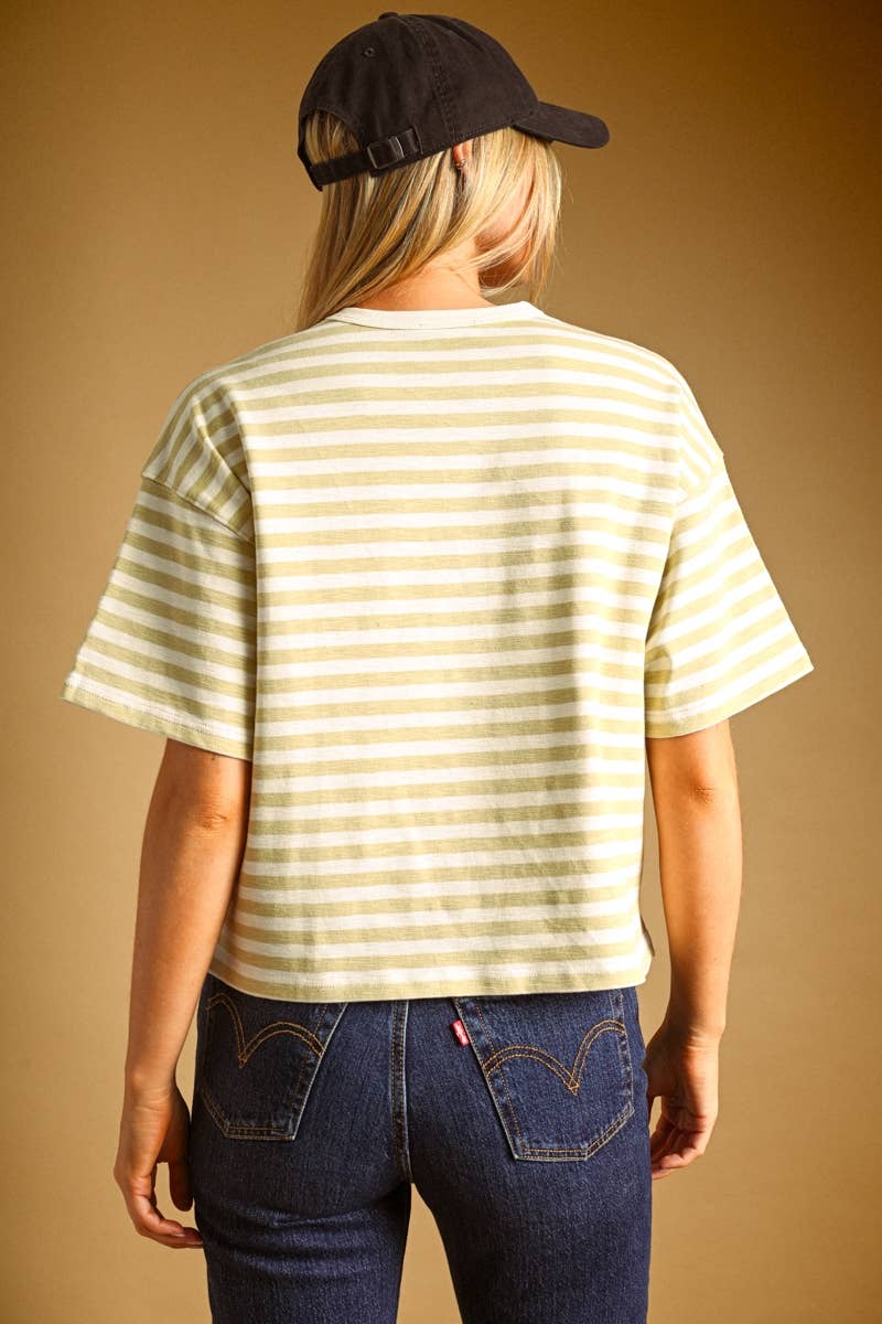 Lemon Striped Short Sleeve Top