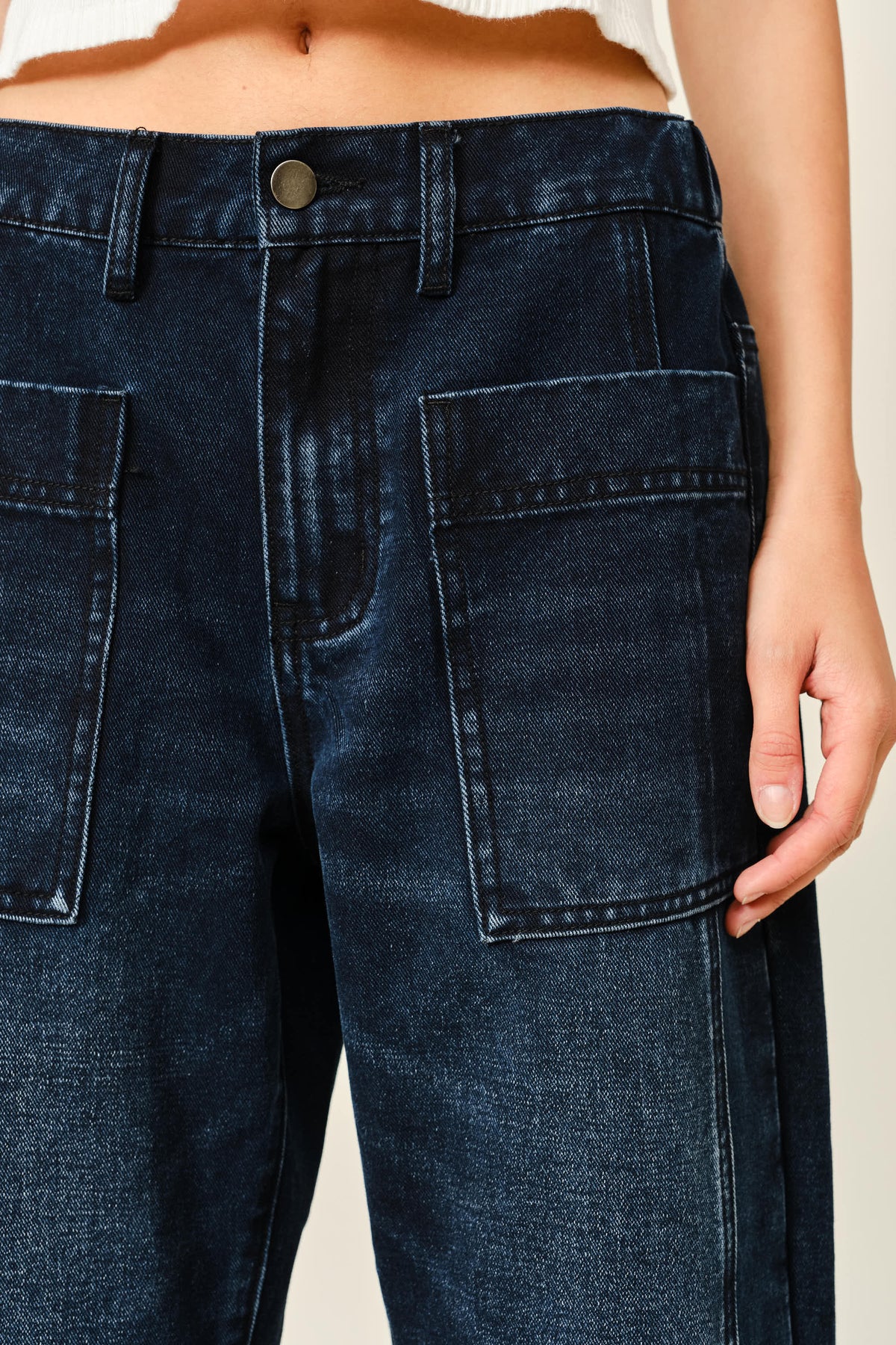 Dark Wash Barrel Jeans