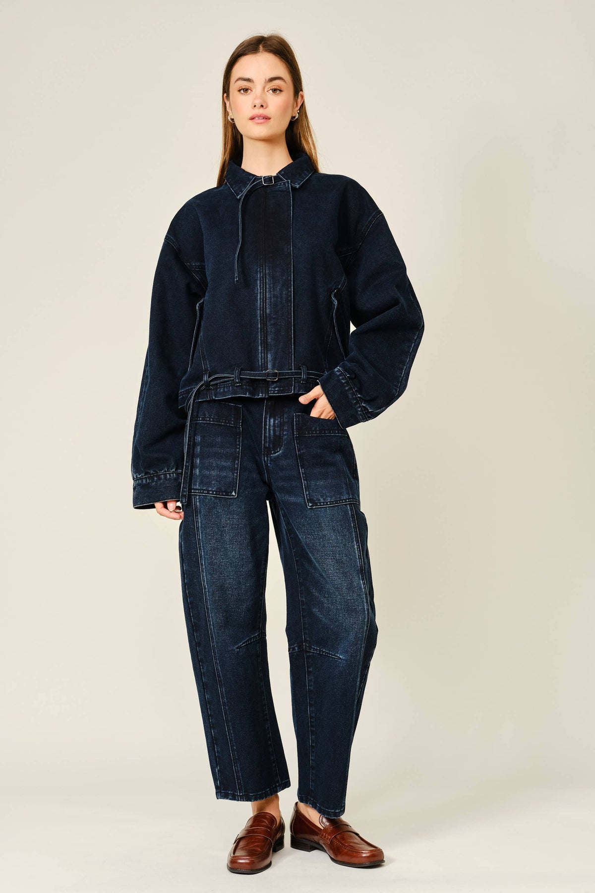 Dark Wash Barrel Jeans