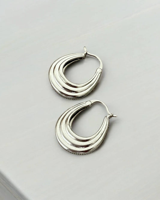 Claire Hoops Earrings - White Gold Filled