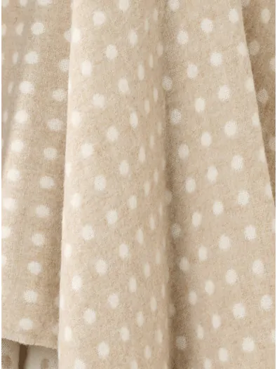 Merino Lambswool Spot Beige Throw Blanket