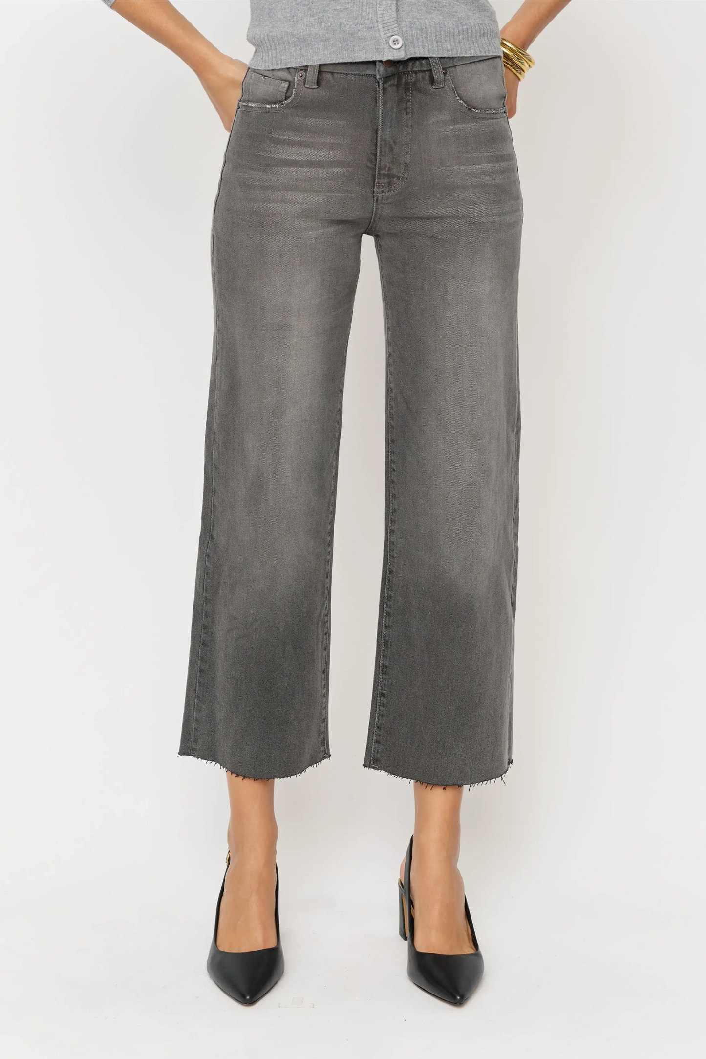 Grey Aberdeen Wide Leg Crop