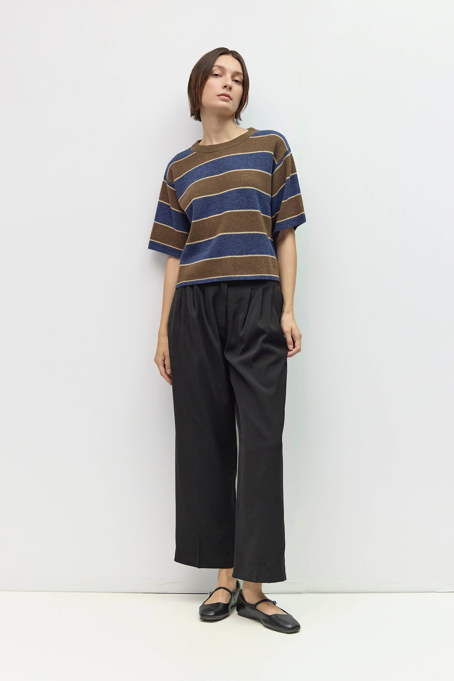 Striped Elbow Sleeve Sweater