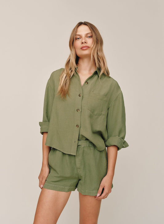 Olive Leaf Boxy Shirt