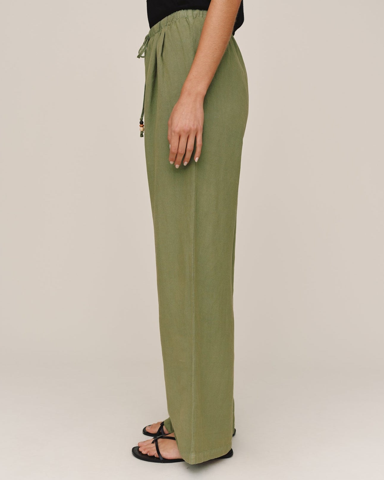Olive Leaf Drawstring Beach Pant