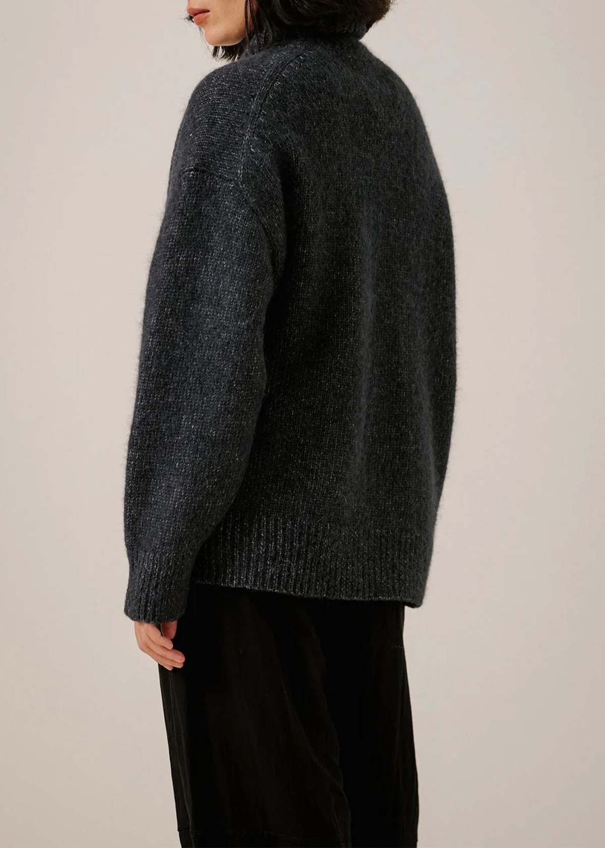 Oversized Alpaca Turtleneck Sweater - Navy