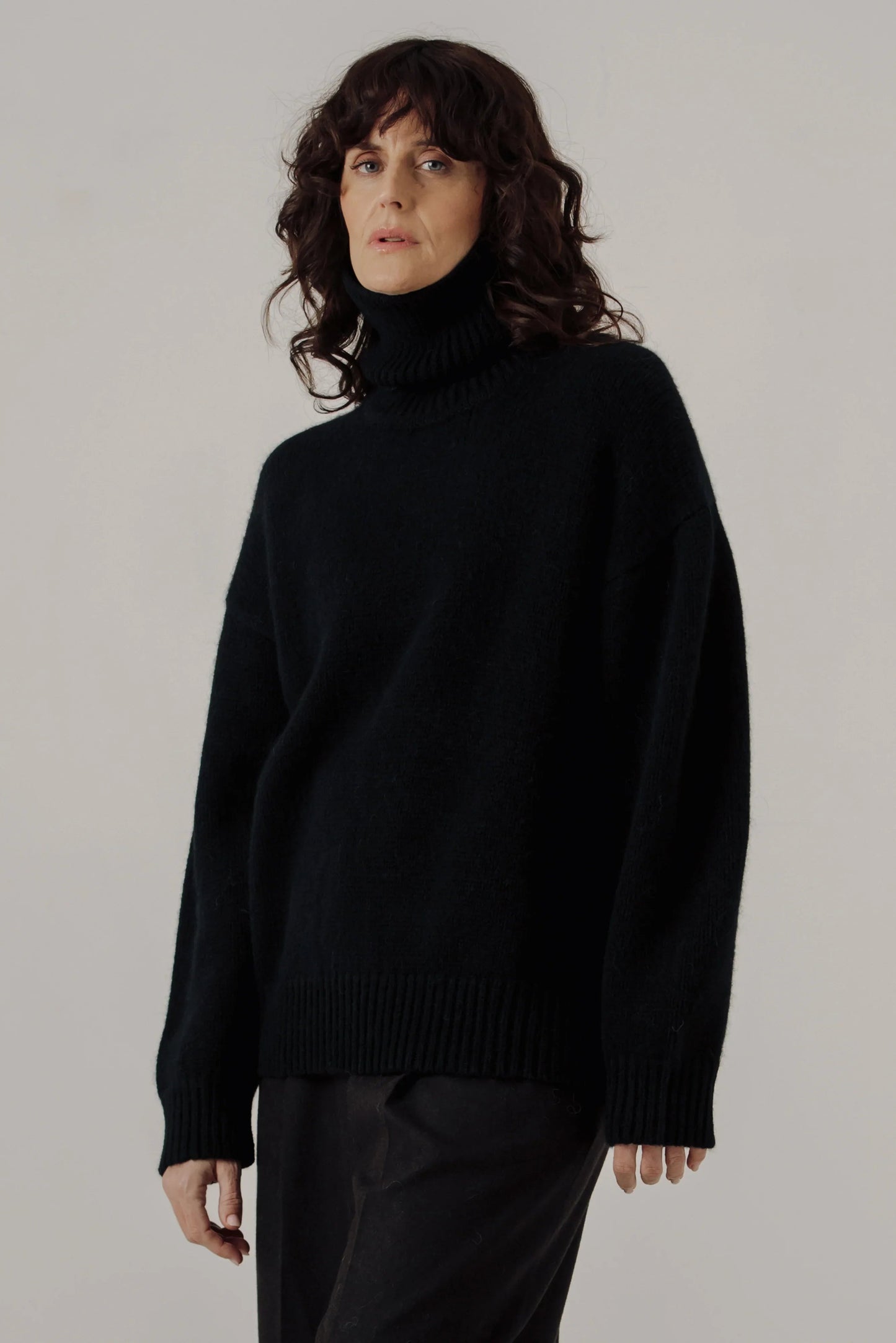 Black Alpaca Heritage Turtleneck Sweater