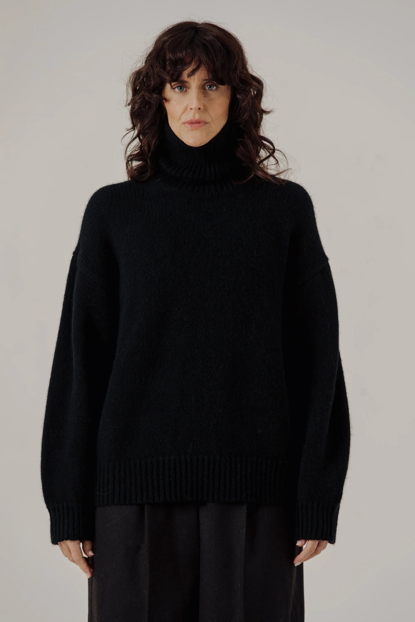 Black Alpaca Heritage Turtleneck Sweater