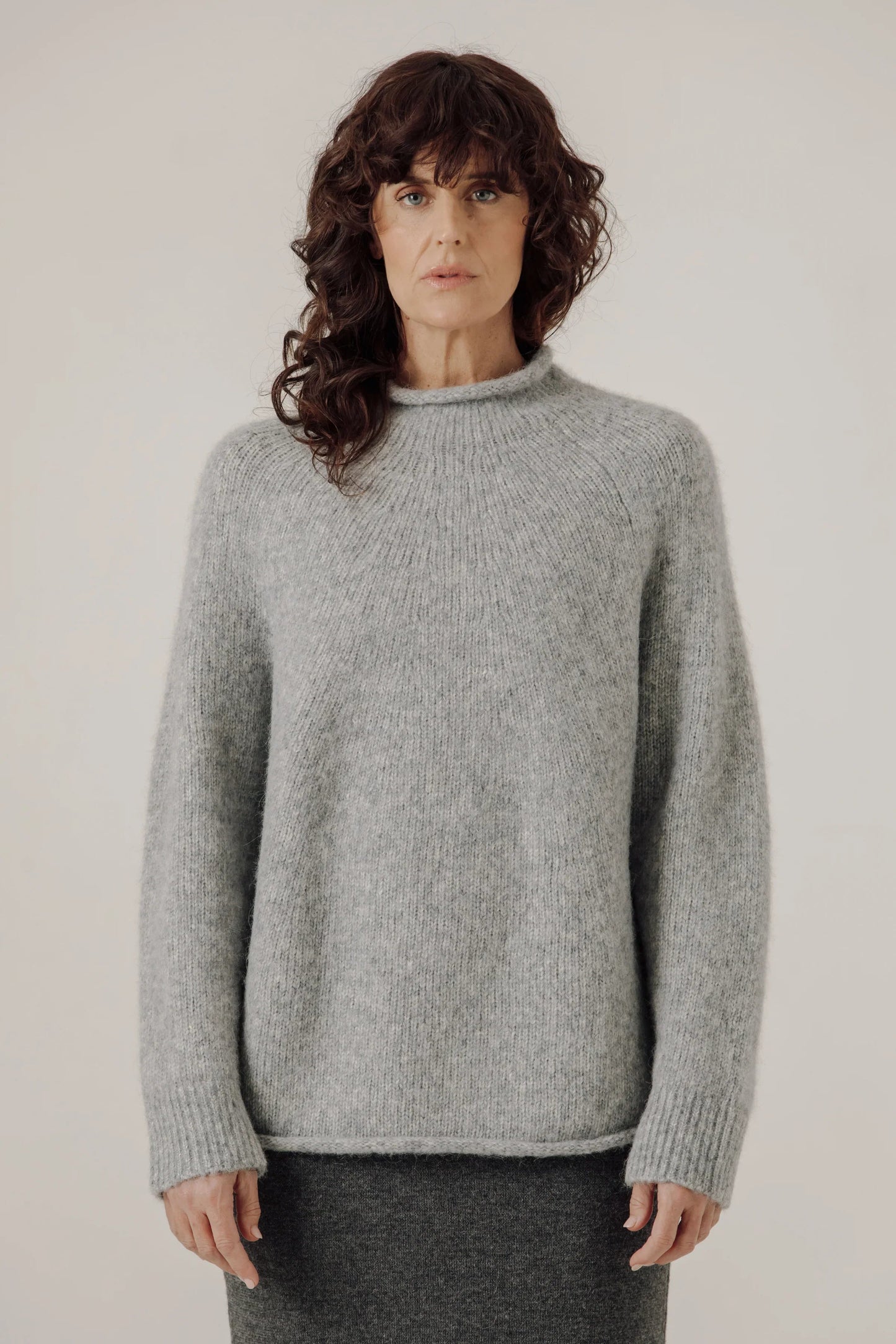 Chambray Handloom Rollneck Sweater