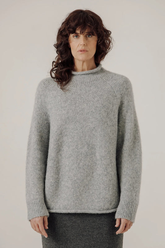 Chambray Handloom Rollneck Sweater
