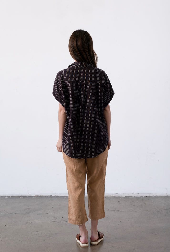 Navy Dobby Button Down Shirt