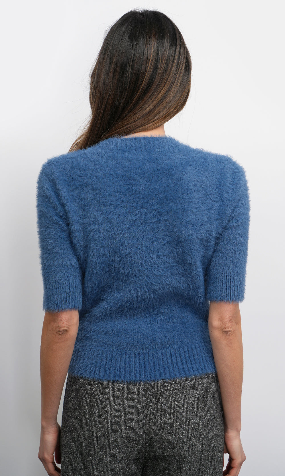Indigo Odette Fuzzy Elbow Sleeve Knit Top