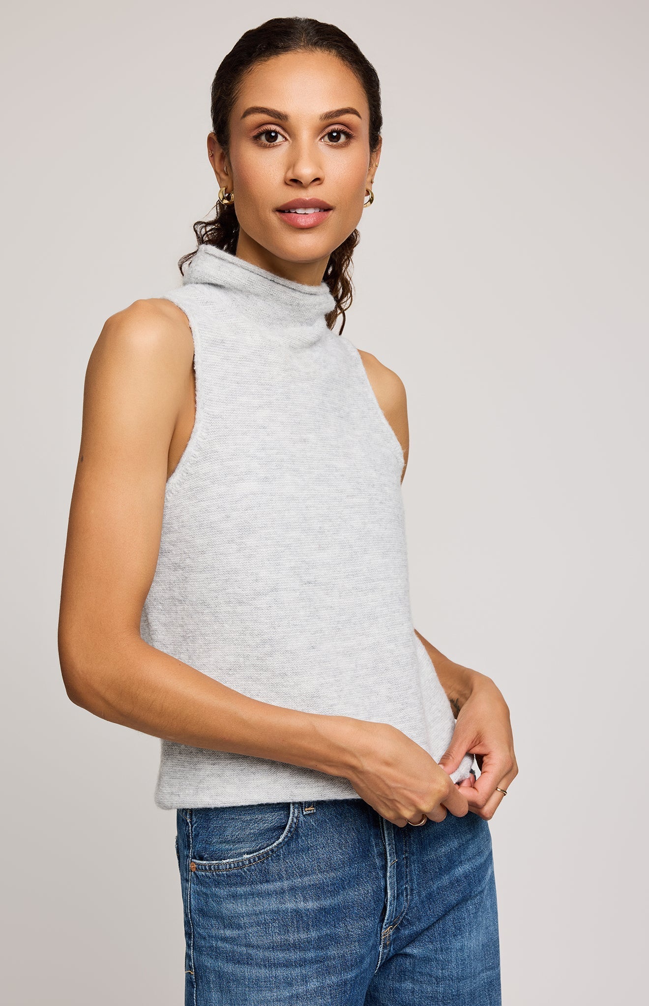 Orla Knit Sleeveless Top - Heather Blue or Gray